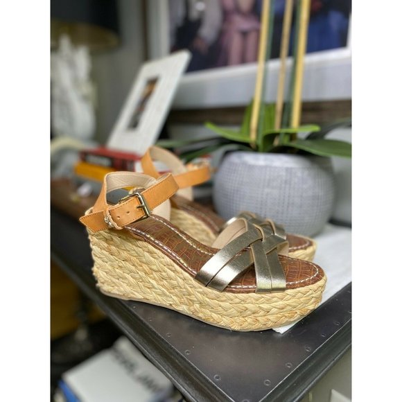 Sam Edelman Darline Gold Espadrille Platform Wedge - Picture 4 of 9